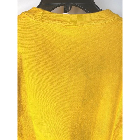 Champion Reverse Weave Sweatshirt Crew Mens S Yellow Gold Embroidered Blue Logo - Picture 4 of 16